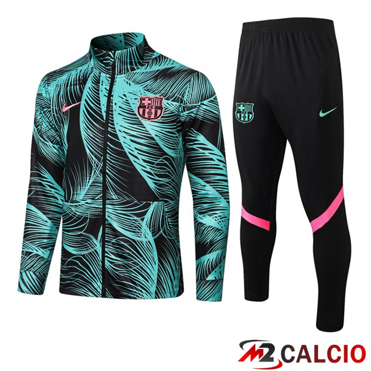 Insieme Tuta Calcio - Giacca FC Barcellona Verde Nero 2021/2022