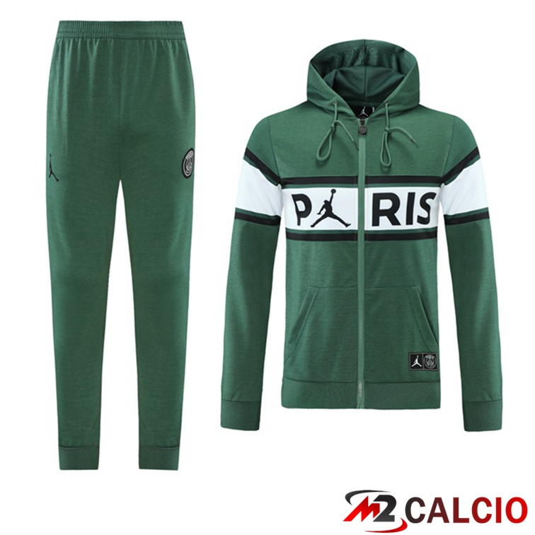 Giacca Con Cappuccio Tuta Jordan PSG Verde 2021/2022