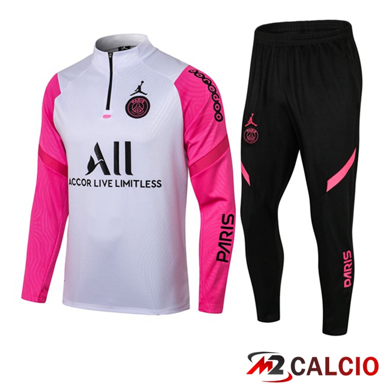 Insieme Tuta Calcio Jordan PSG Bianco Rosa 2021/2022