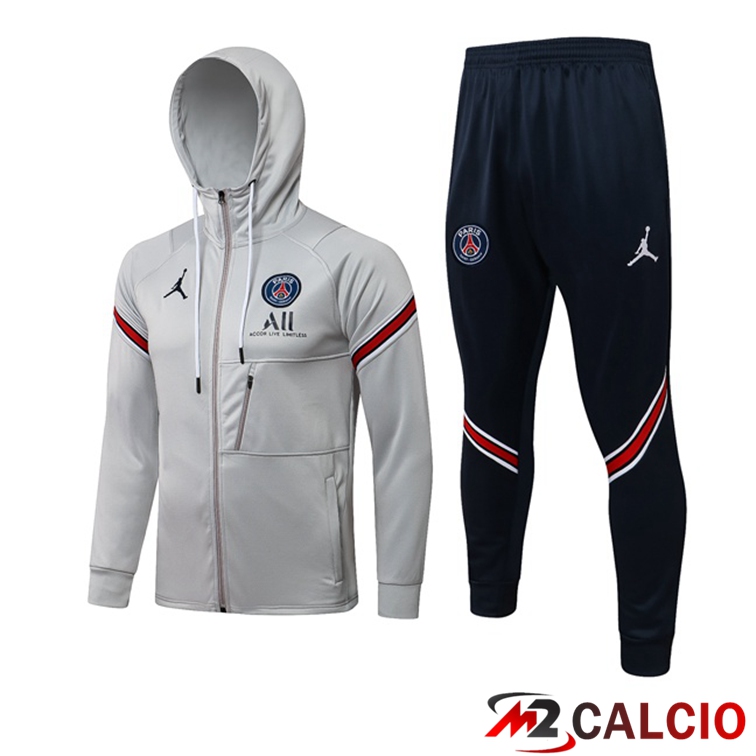 Giacca Con Cappuccio Tuta Jordan PSG Grigio 2021/2022