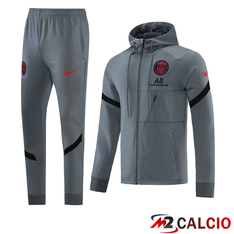 Giacca Con Cappuccio Tuta Jordan PSG Grigio 2021/2022