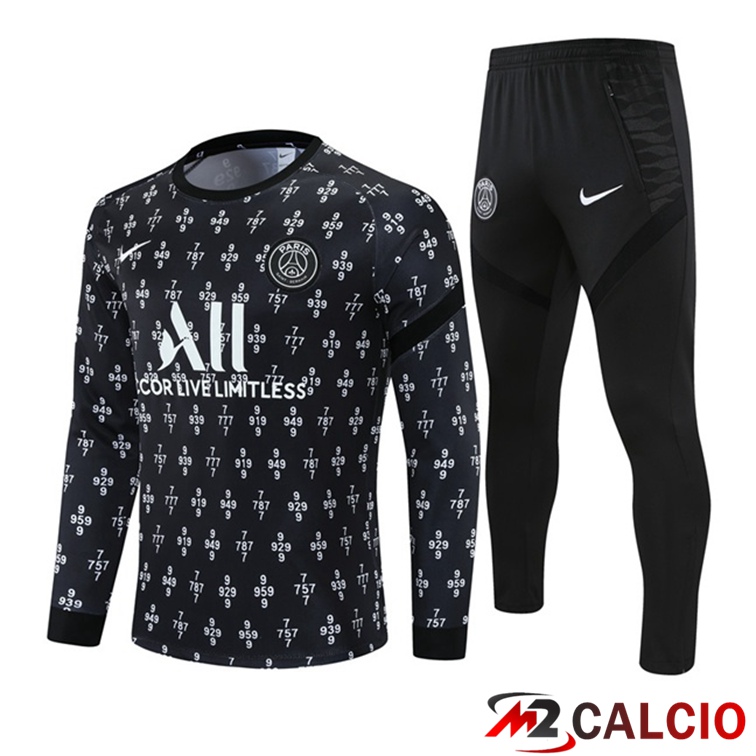 Insieme Tuta Calcio Paris PSG Nero Bianco 2021/2022