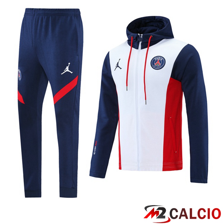 Giacca Con Cappuccio Tuta Paris PSG Bianco Rosso Blu 2021/2022