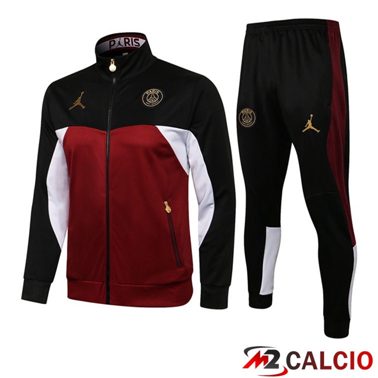 Insieme Tuta Calcio - Giacca Jordan PSG Nero Rosso 2021/2022