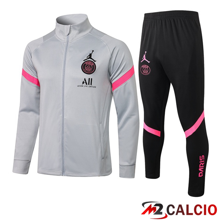Insieme Tuta Calcio - Giacca Jordan PSG Grigio Clair 2021/2022