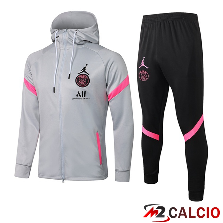 Giacca Con Cappuccio Tuta Jordan PSG Grigio Clair 2021/2022