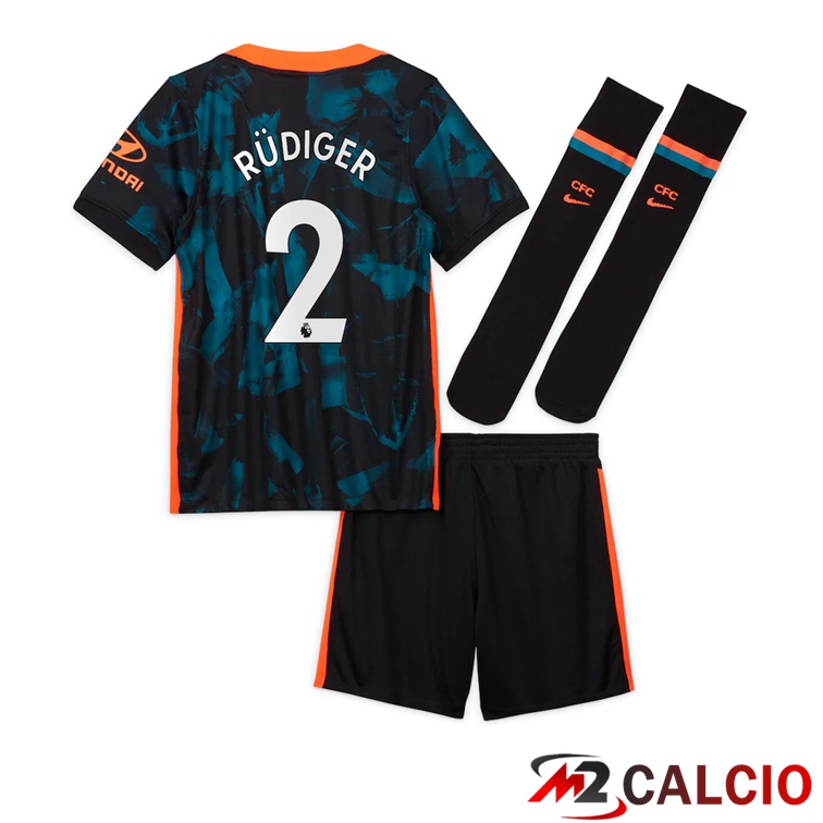 Maglia FC Chelsea (RÜDIGER 2) Bambino Terza Verde/Nero 2021/2022