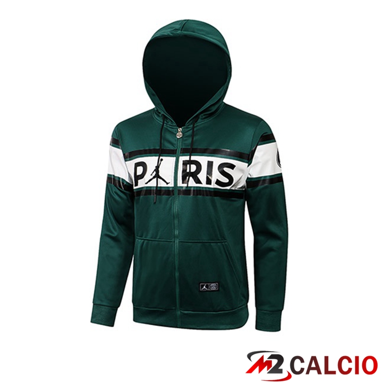 Giacca Con Cappuccio Jordan PSG Verde Bianco 2021/2022