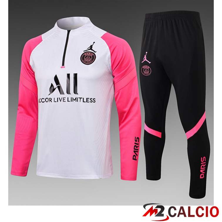 Tuta Calcio Bambino Jordan PSG Bianco Rosa 2021/2022