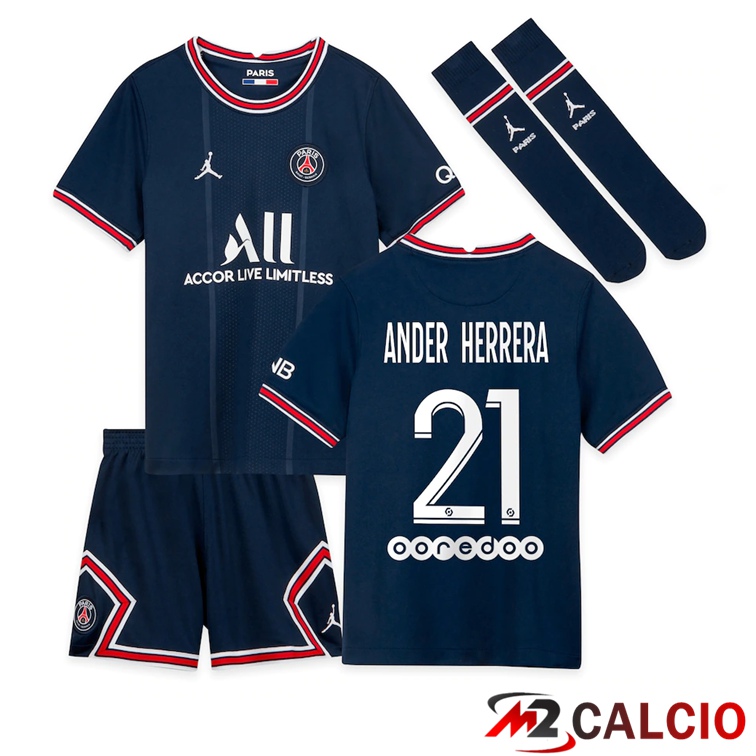Maglia Paris PSG (Ander Herrera 21) Bambino Prima Blu 2021/2022