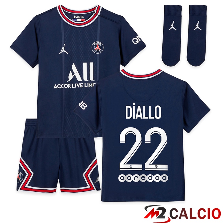 Maglia Paris PSG (Diallo 22) Bambino Prima Blu 2021/2022