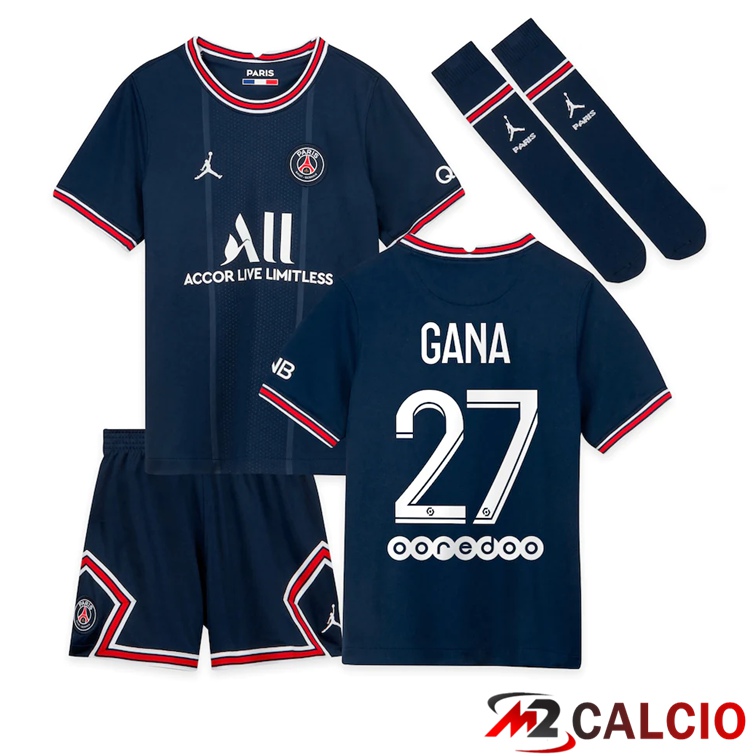 Maglia Paris PSG (Gana 27) Bambino Prima Blu 2021/2022
