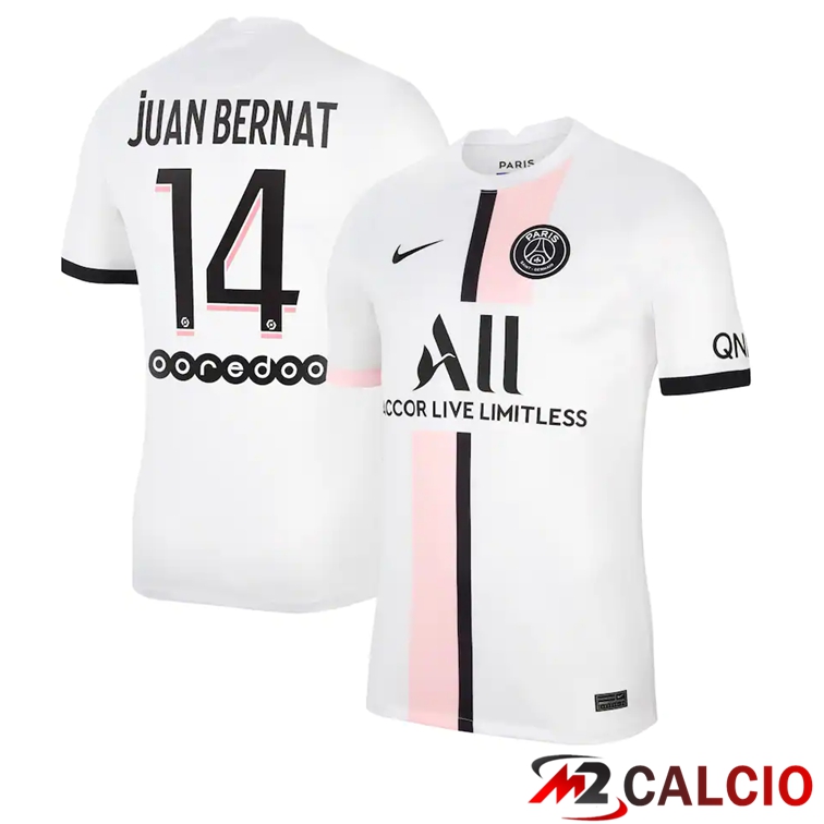 Maglia Paris PSG (Juan Bernat 14) Seconda Bianco 2021/2022