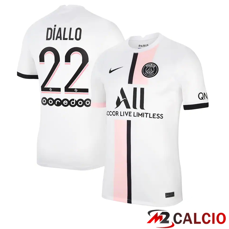 Maglia Paris PSG (Diallo 22) Seconda Bianco 2021/2022