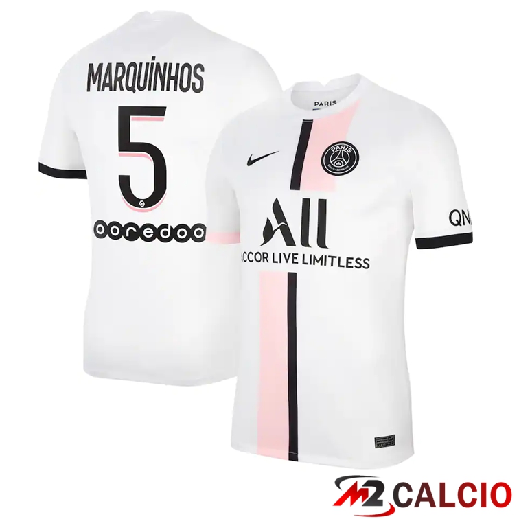 Maglia Paris PSG (Marquinhos 5) Seconda Bianco 2021/2022