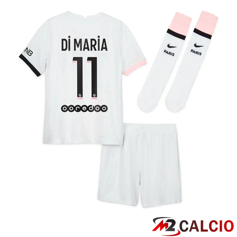 Maglia Paris PSG (DI MARIA 11) Bambino Seconda Bianco 2021/2022