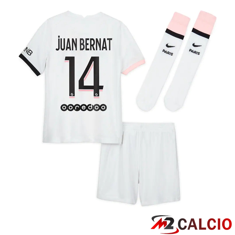 Maglia Paris PSG (Juan Bernat 14) Bambino Seconda Bianco 2021/2022