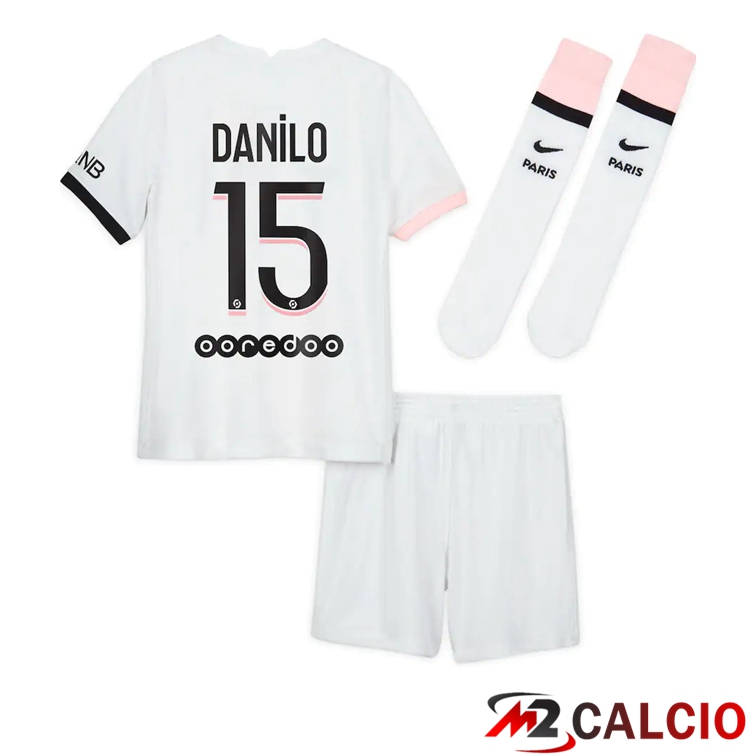 Maglia Paris PSG (Danilo 15) Bambino Seconda Bianco 2021/2022