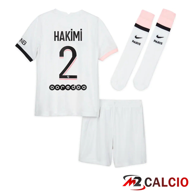 Maglia Paris PSG (Hakimi 2) Bambino Seconda Bianco 2021/2022