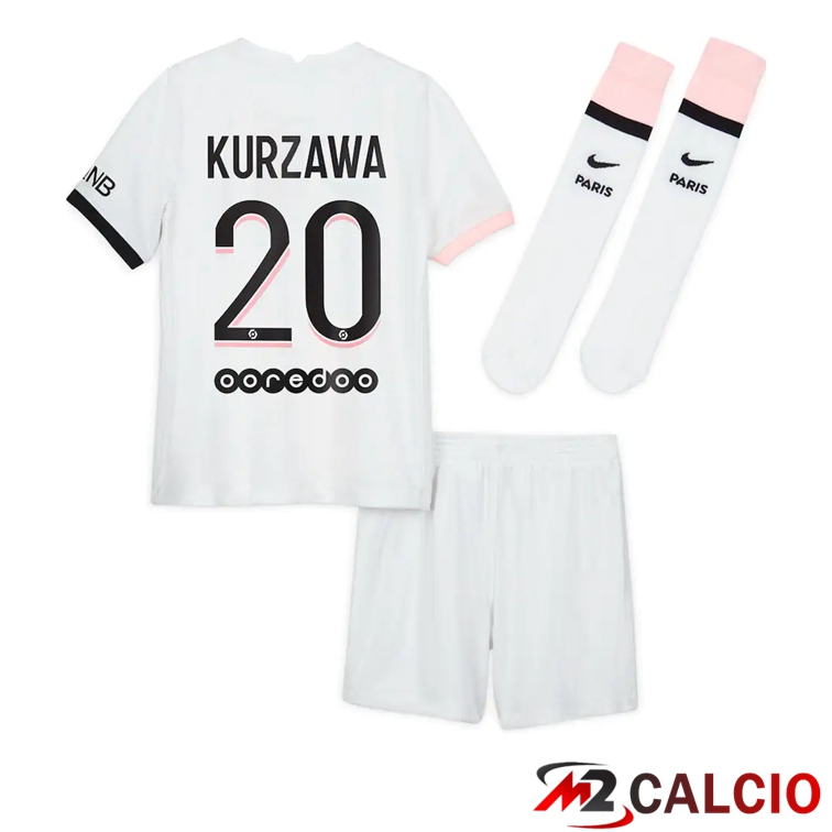 Maglia Paris PSG (Kurzawa 20) Bambino Seconda Bianco 2021/2022
