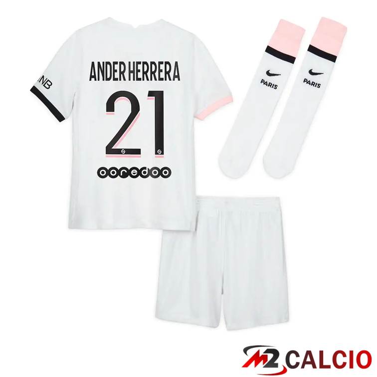 Maglia Paris PSG (Ander Herrera 21) Bambino Seconda Bianco 2021/2022