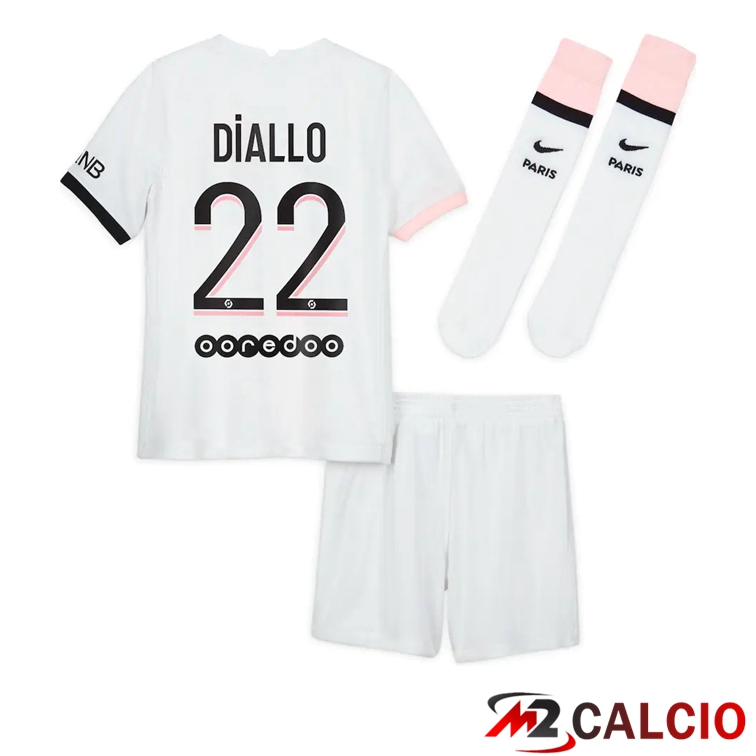 Maglia Paris PSG (Diallo 22) Bambino Seconda Bianco 2021/2022