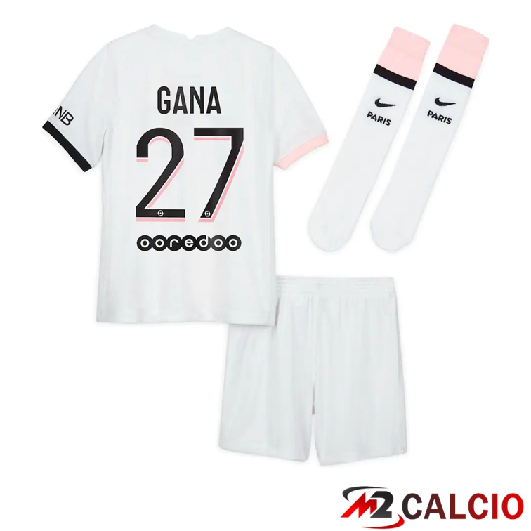 Maglia Paris PSG (Gana 27) Bambino Seconda Bianco 2021/2022