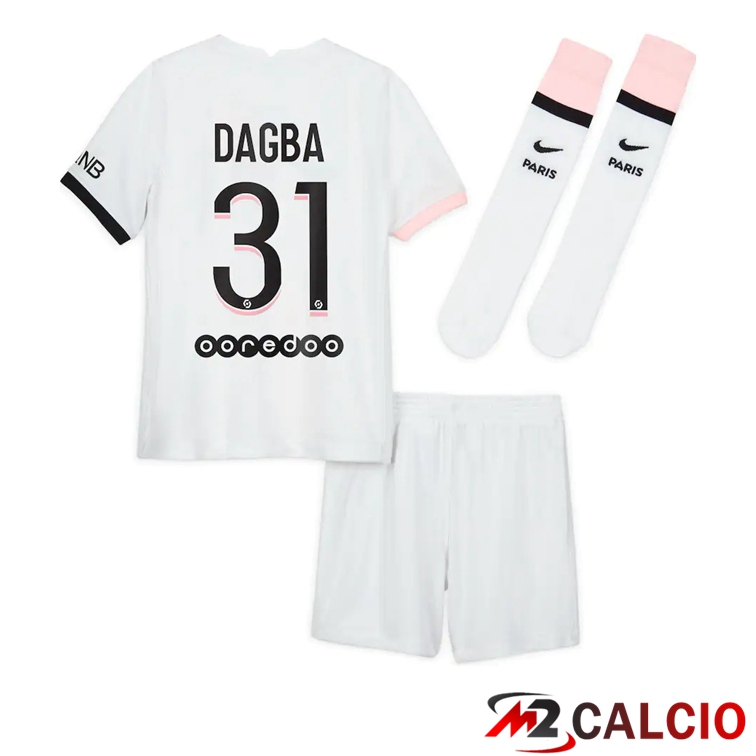 Maglia Paris PSG (Dagba 31) Bambino Seconda Bianco 2021/2022