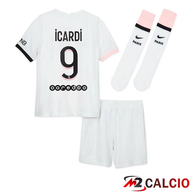 Maglia Paris PSG (ICARDI 9) Bambino Seconda Bianco 2021/2022