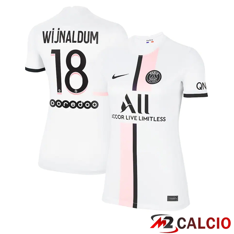 Maglia Paris PSG（Wijnaldum 18）Donna Seconda Bianco 2021/2022