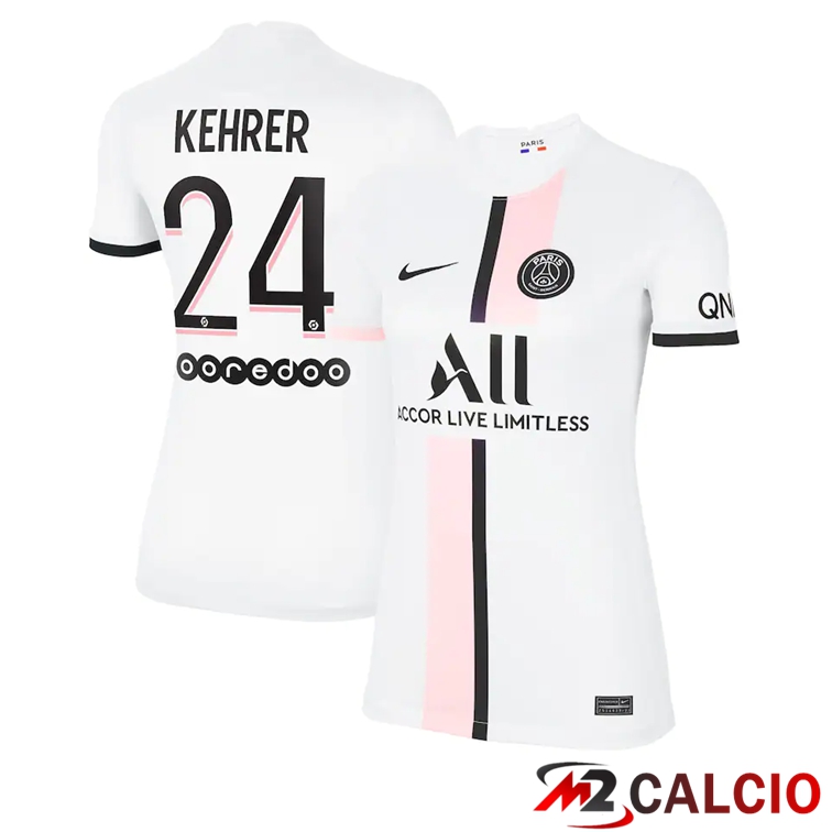 Maglia Paris PSG（Kehrer 24）Donna Seconda Bianco 2021/2022