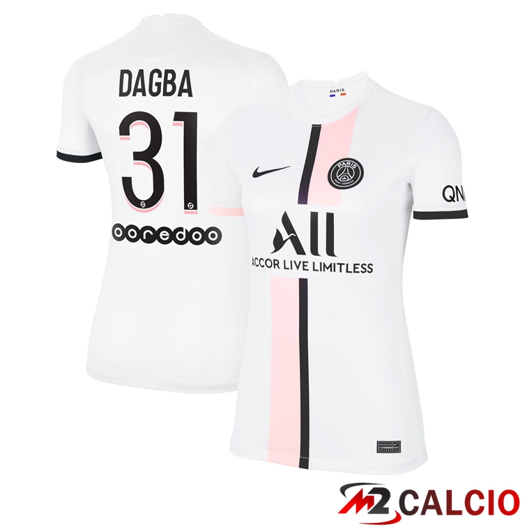 Maglia Paris PSG（Dagba 31）Donna Seconda Bianco 2021/2022