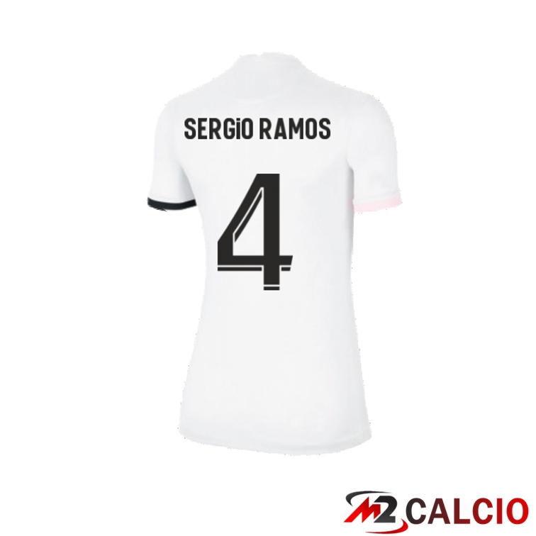 Maglia Paris PSG（Sergio Ramos 4）Donna Seconda Bianco 2021/2022