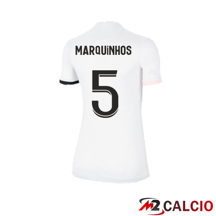 Maglia Paris PSG（Marquinhos 5）Donna Seconda Bianco 2021/2022