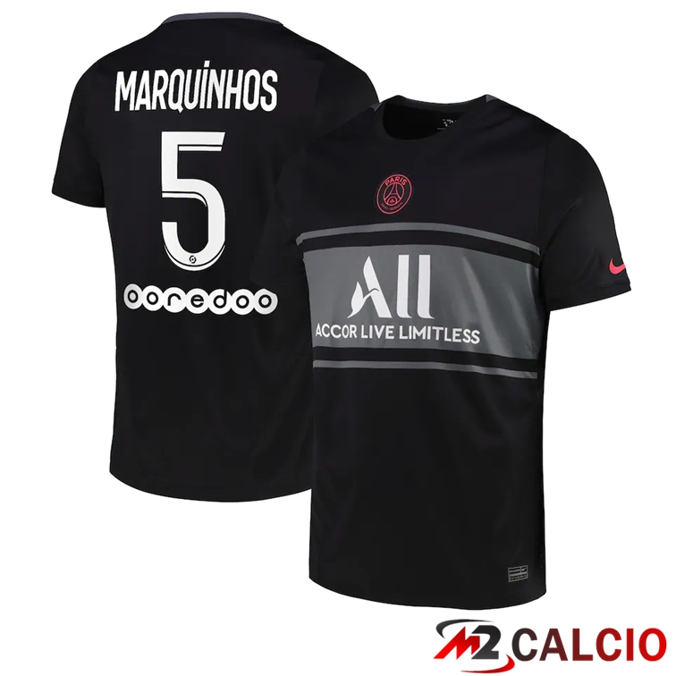 Maglia Paris PSG (Marquinhos 5) Terza Nero 2021/2022