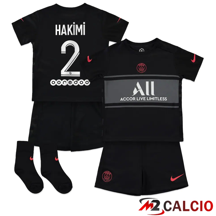 Maglia Paris PSG (Hakimi 2) Bambino Terza Nero 2021/2022