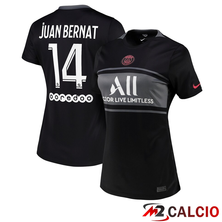 Maglia Paris PSG（Juan Bernat 14）Donna Terza Nero 2021/2022