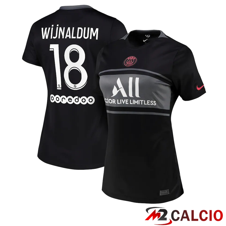 Maglia Paris PSG（Wijnaldum 18）Donna Terza Nero 2021/2022