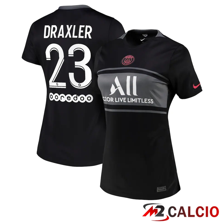 Maglia Paris PSG（Draxler 23）Donna Terza Nero 2021/2022