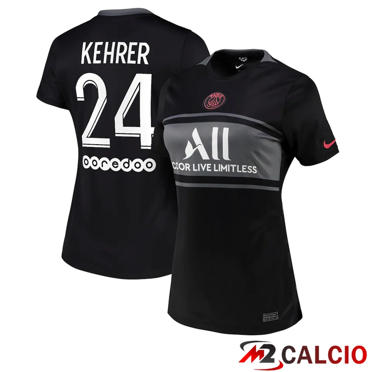 Maglia Paris PSG（Kehrer 24）Donna Terza Nero 2021/2022
