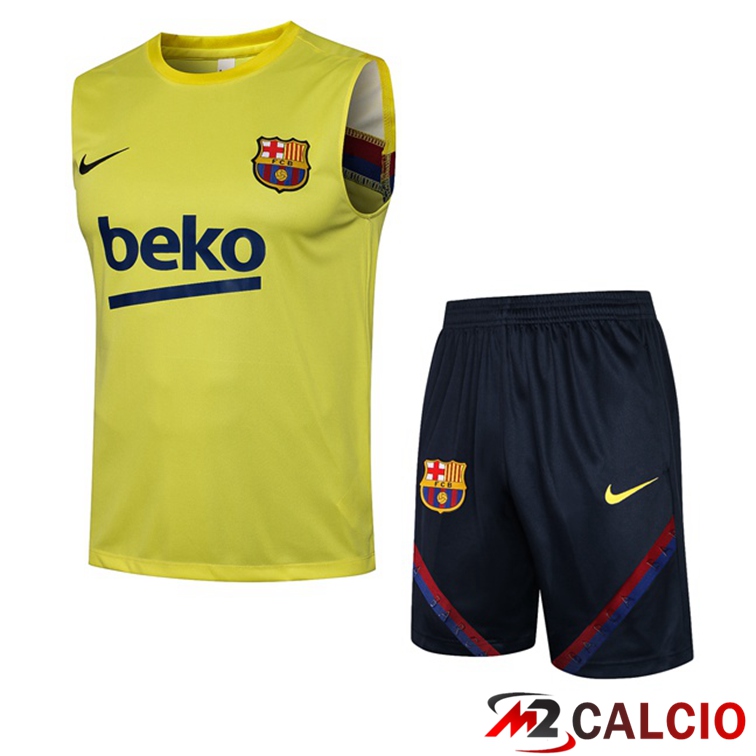 Canotta Calcio FC Barcellona + Pantaloncini Giallo 2021/2022