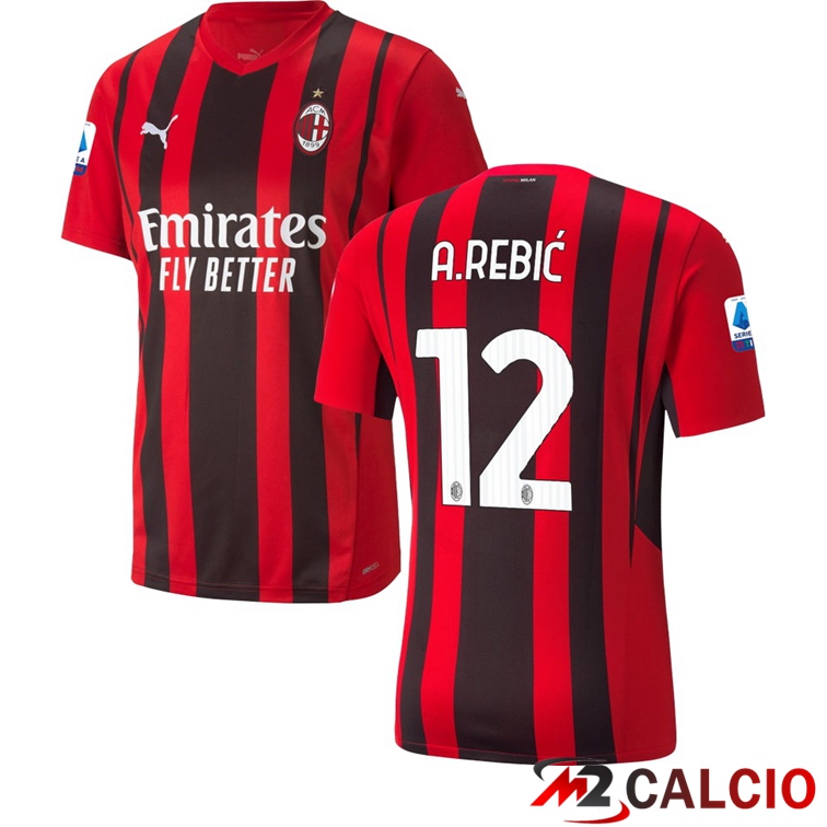 Maglia AC Milan（A.REBIC 12）Prima Rosso/Nero 2021/2022