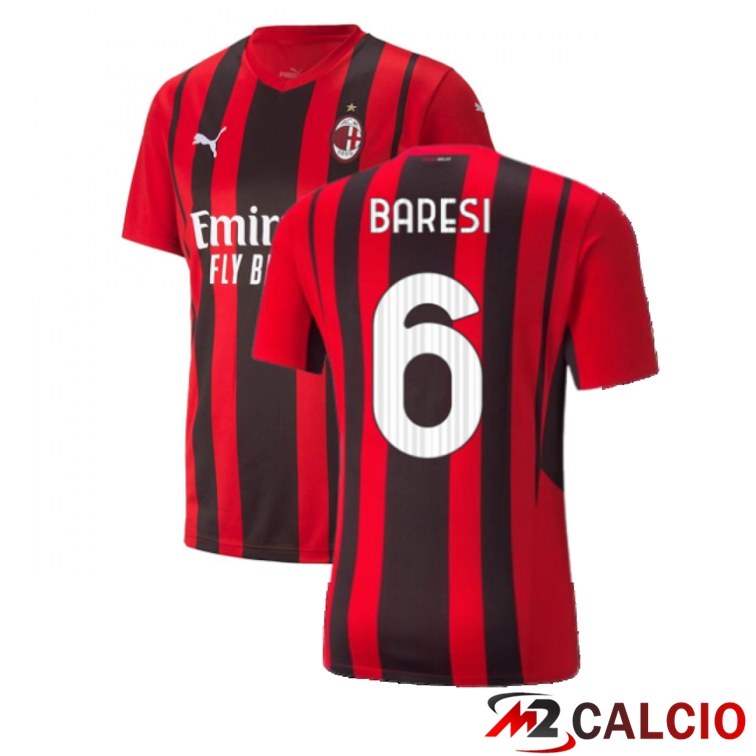 Maglia AC Milan（BARESI 6）Prima Rosso/Nero 2021/2022