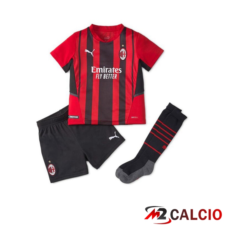 Maglie Calcio AC Milan Bambino Prima Rosso/Nero 2021/2022