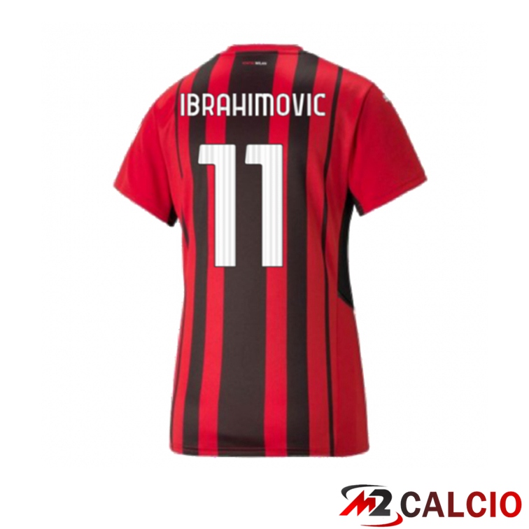 Maglia AC Milan（IBRAHIMOVIC 11）Donna Prima Rosso/Nero 2021/2022