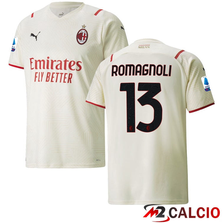 Maglia AC Milan（ROMAGNOLI 13）Seconda Beige 2021/2022