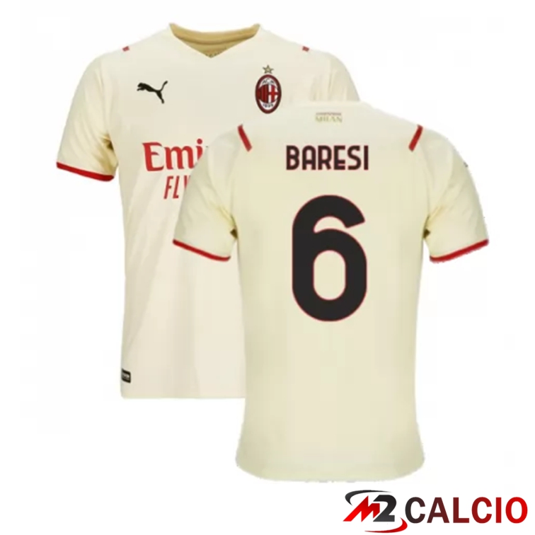 Maglia AC Milan（BARESI 6）Seconda Beige 2021/2022