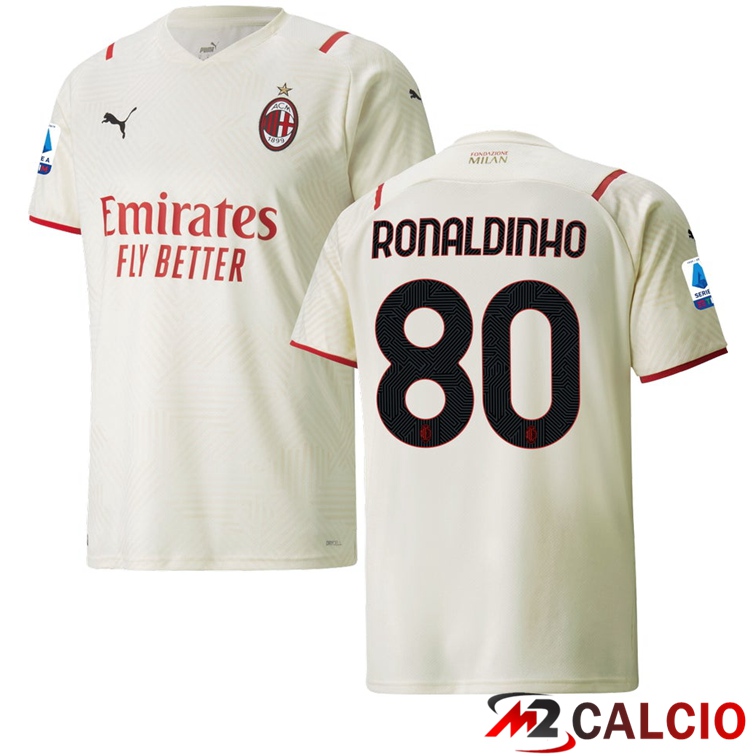 Maglia AC Milan（RONALDINHO 80）Seconda Beige 2021/2022