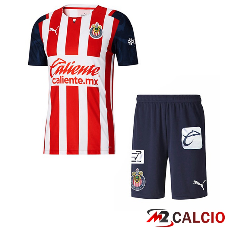 Maglia CD Guadalajara Bambino Prima Rosso Bianco 2021/22