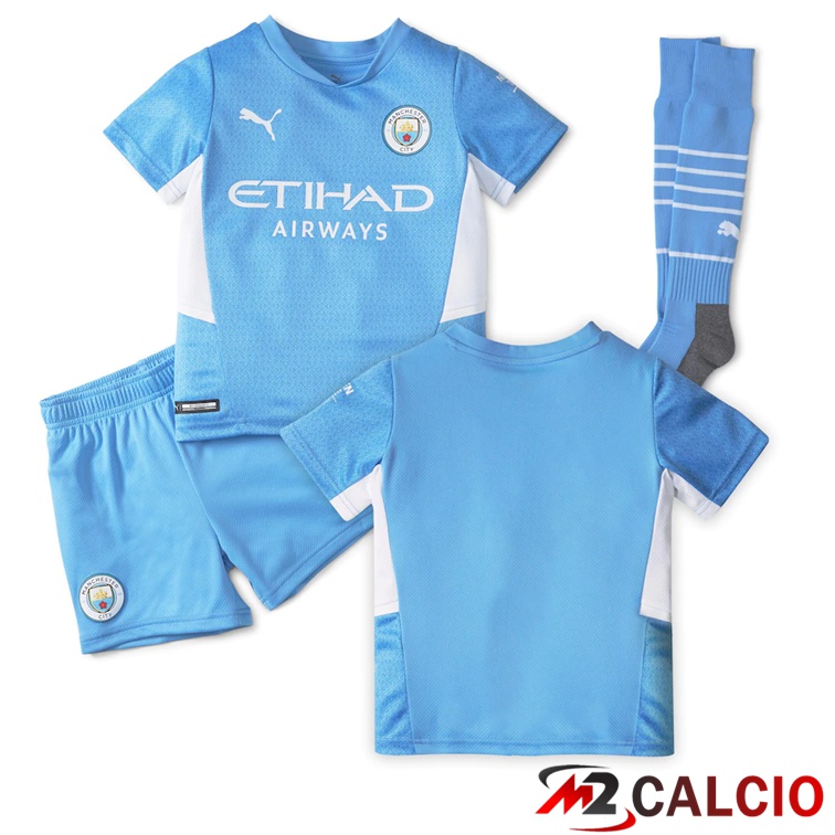 Maglie Calcio Manchester City Bambino Prima Azzurro 2021/2022
